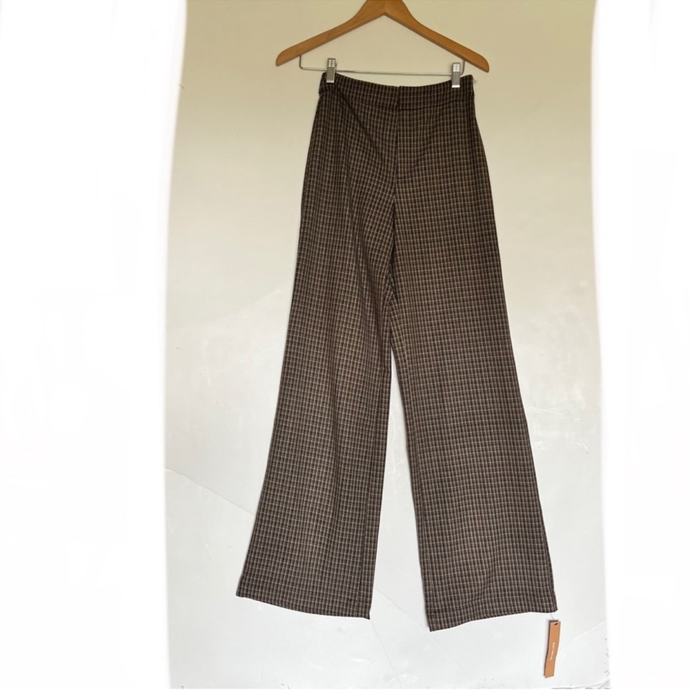NEW Reformation Checkered Pattern dress Pants, 0, Brown